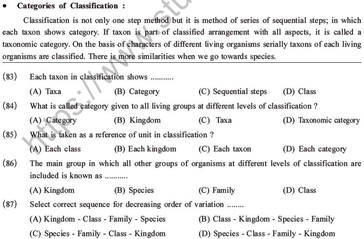 NEET Biology Classification Of Living Organisms MCQs Set B, Multiple ...